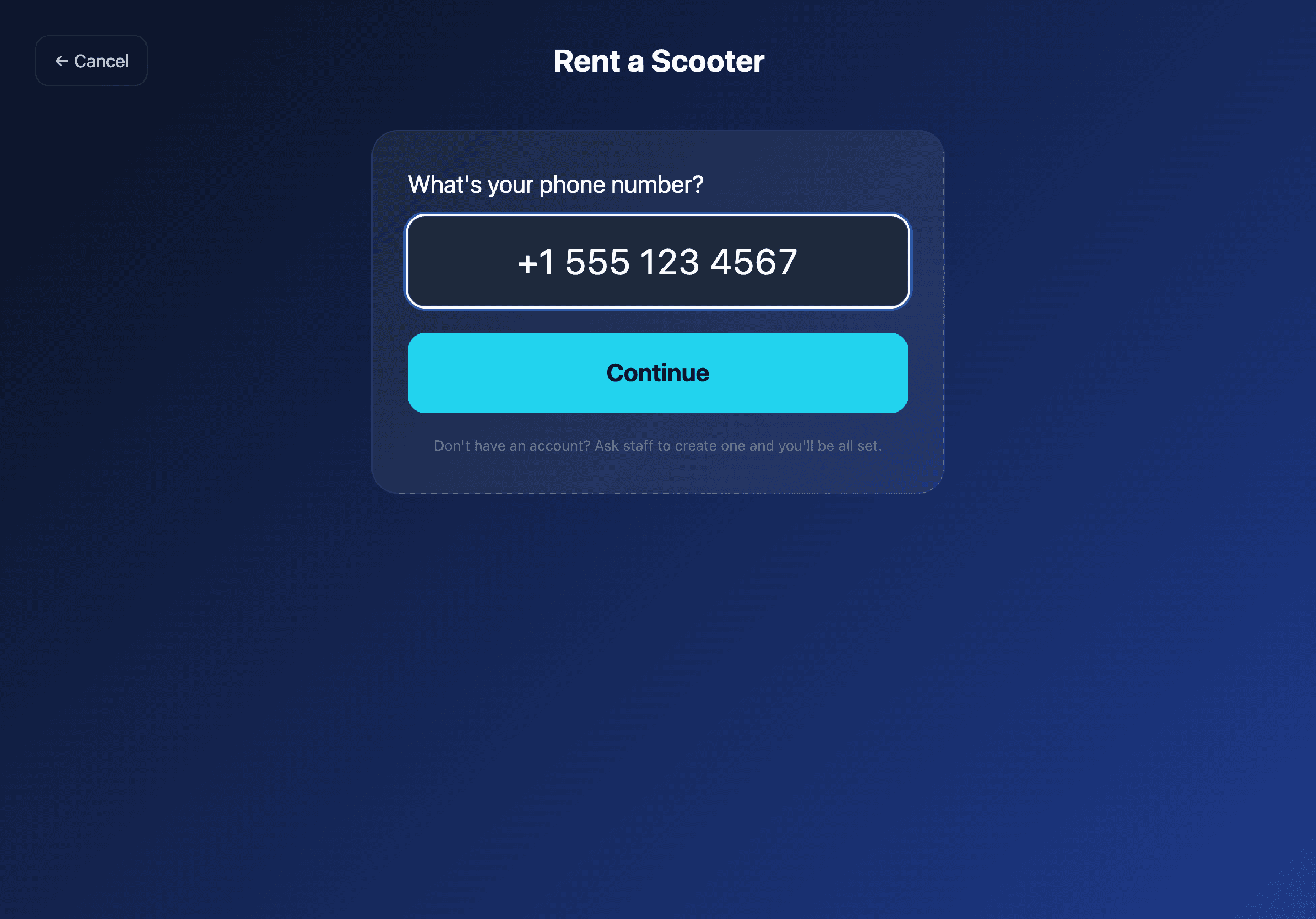 Tela de entrada do numero de telefone com um numero digitado