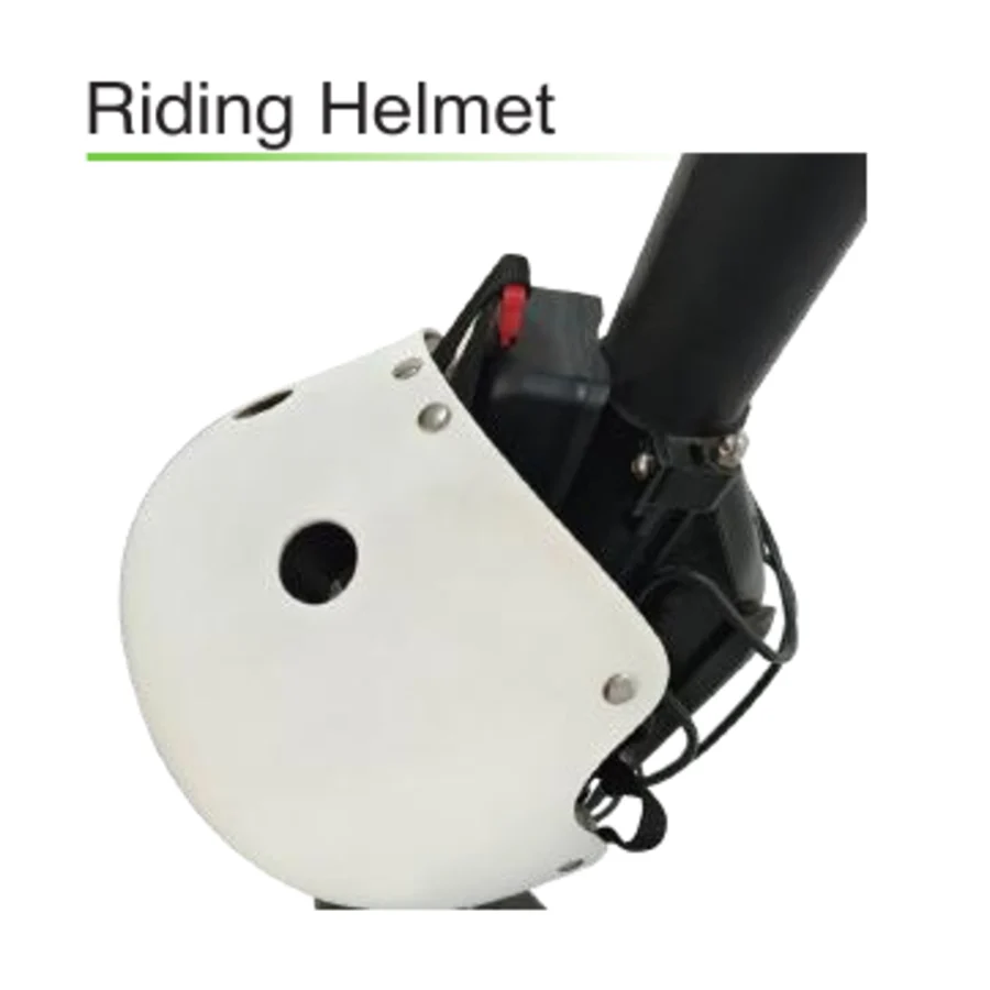 SOLEBE T3 riding helmet attached to a shared scooter tube lock