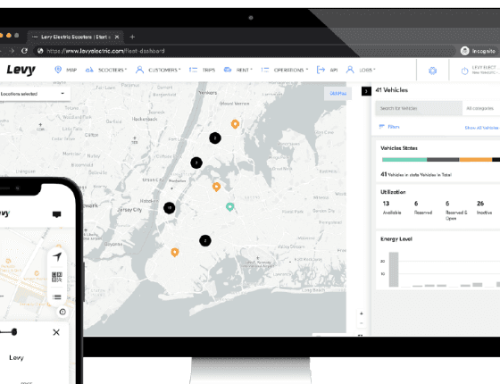 Levy fleet operator dashboard showing live map and status panels