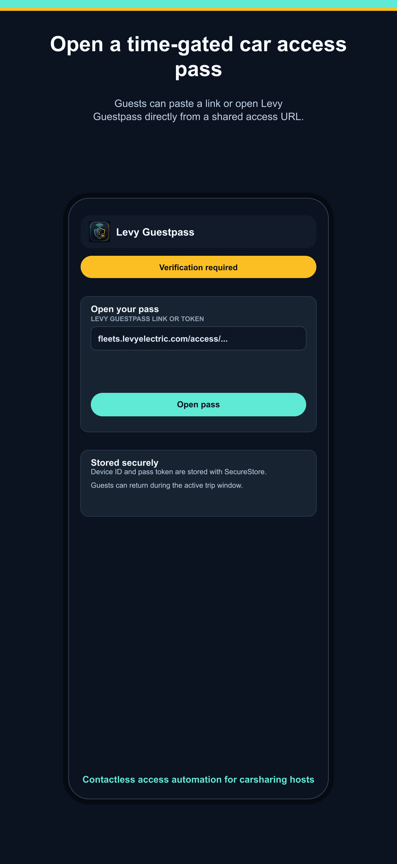 Levy Guestpass app open pass screen
