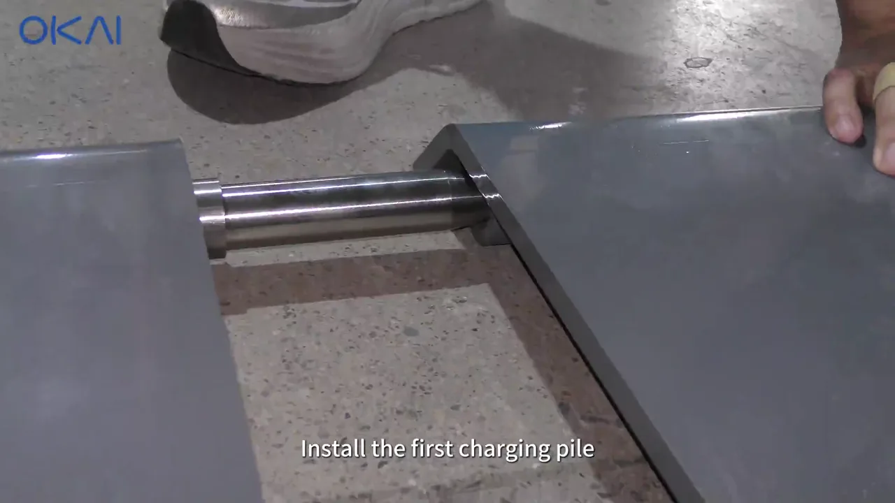 First OKAI charging pile positioned on its base
