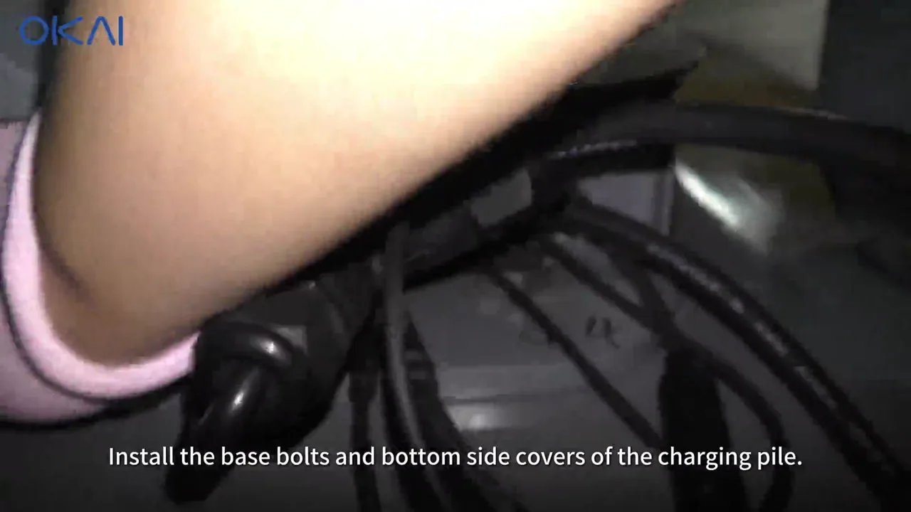 Charging-pile base wiring before the lower side covers are installed