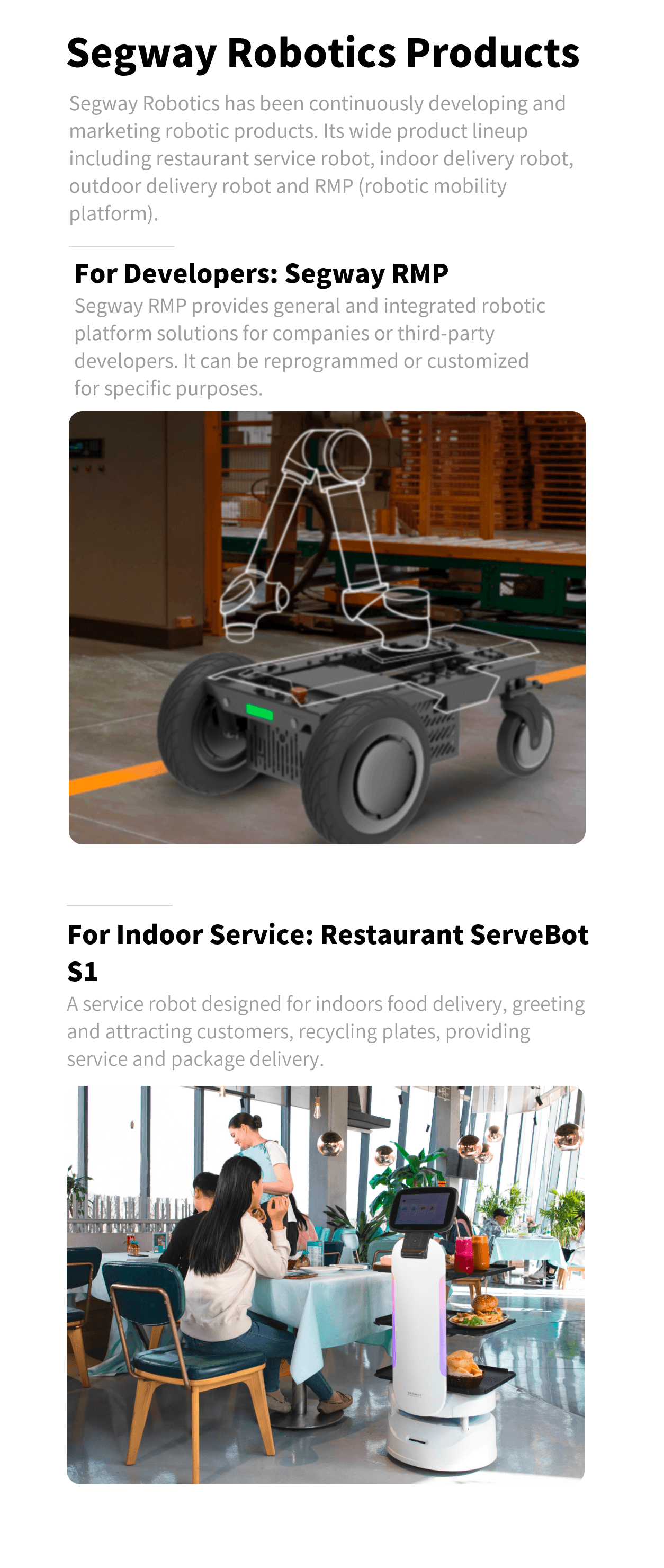 Segway Robotics product family overview