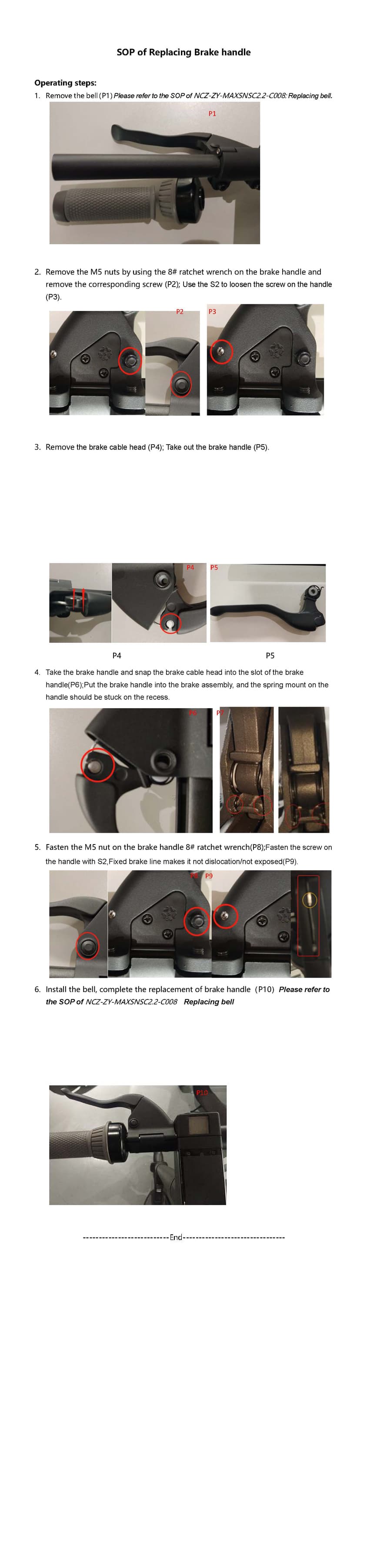 SOP - Replace Brake Handle (MAX PRO) - Visual SOP
