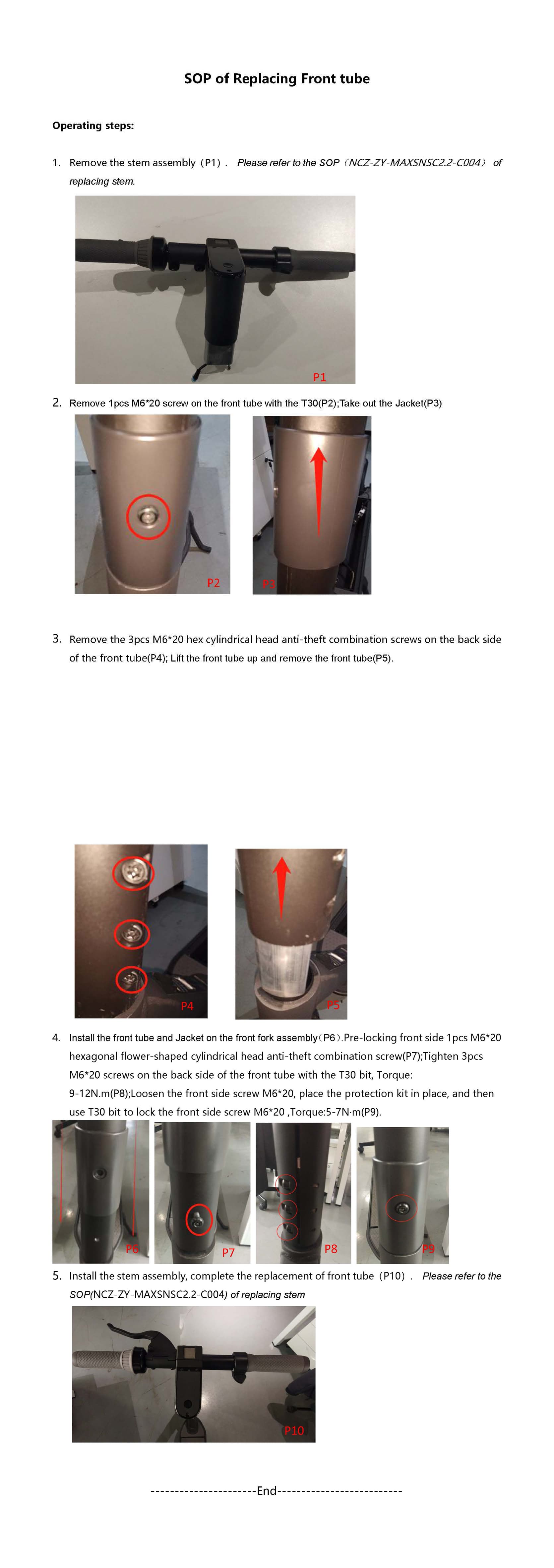 SOP - Replace Front Tube (MAX PRO) - Visual SOP