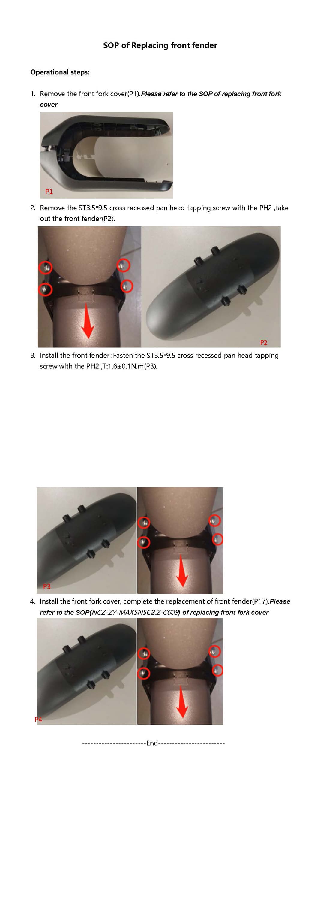 SOP - Replace Front Fender (MAX PRO) - Visual SOP