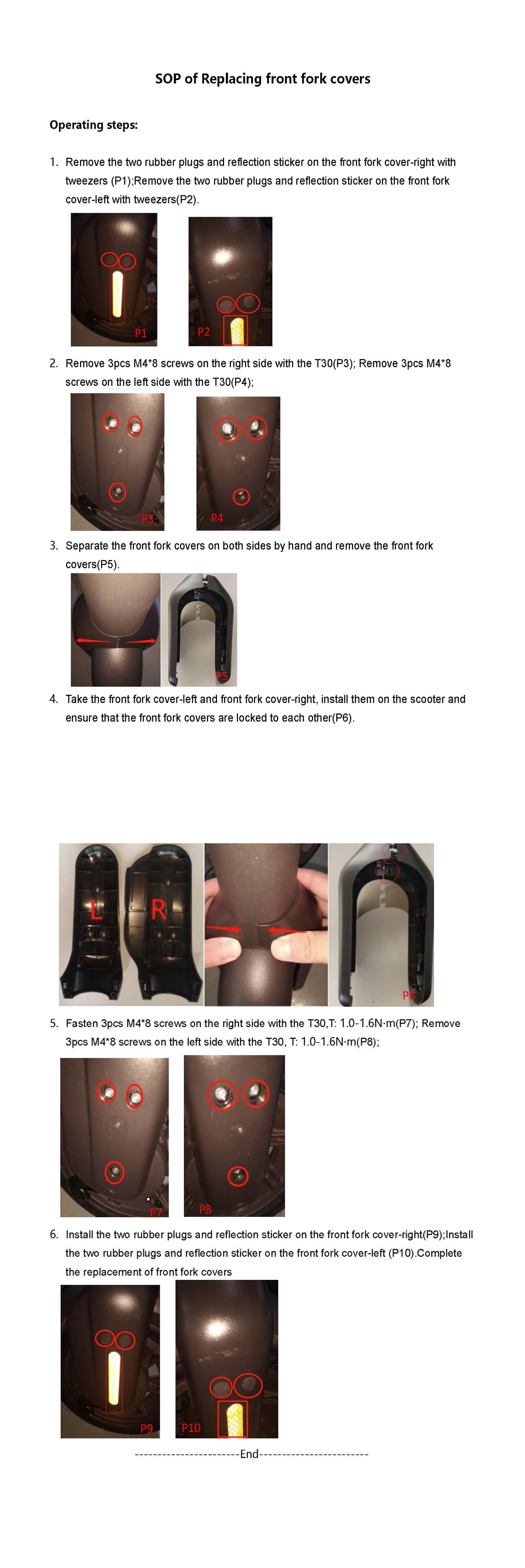 SOP - Replace Front Fork Covers (MAX PRO) - Visual SOP