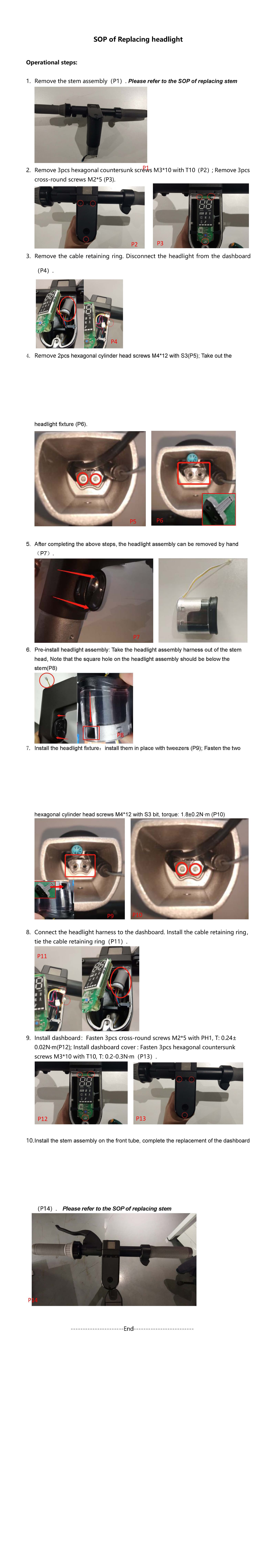 SOP - Replace Headlight (MAX PRO) - Visual SOP