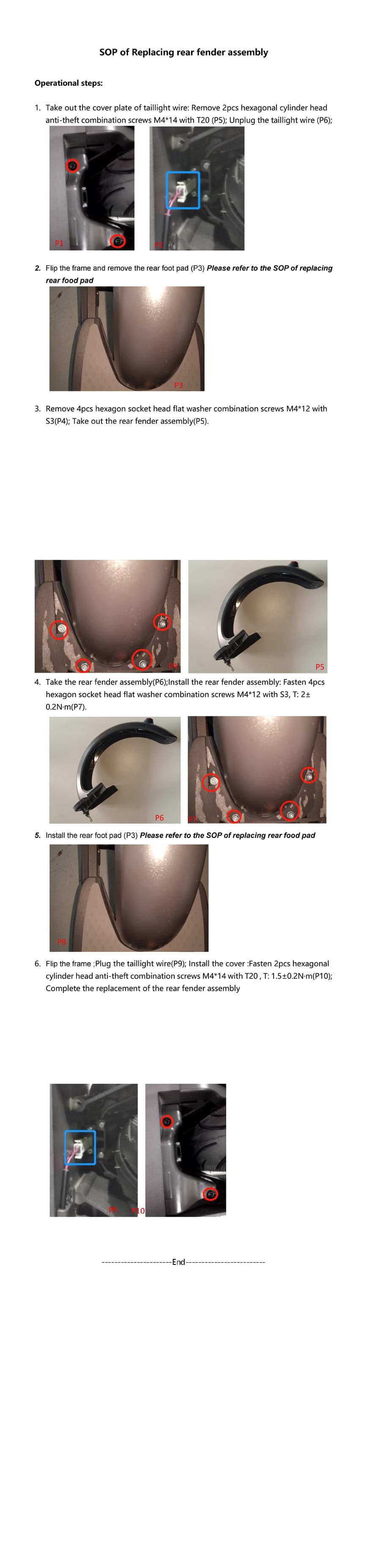 SOP - Replace Rear Fender Assembly (MAX PRO/2.2) - Visual SOP
