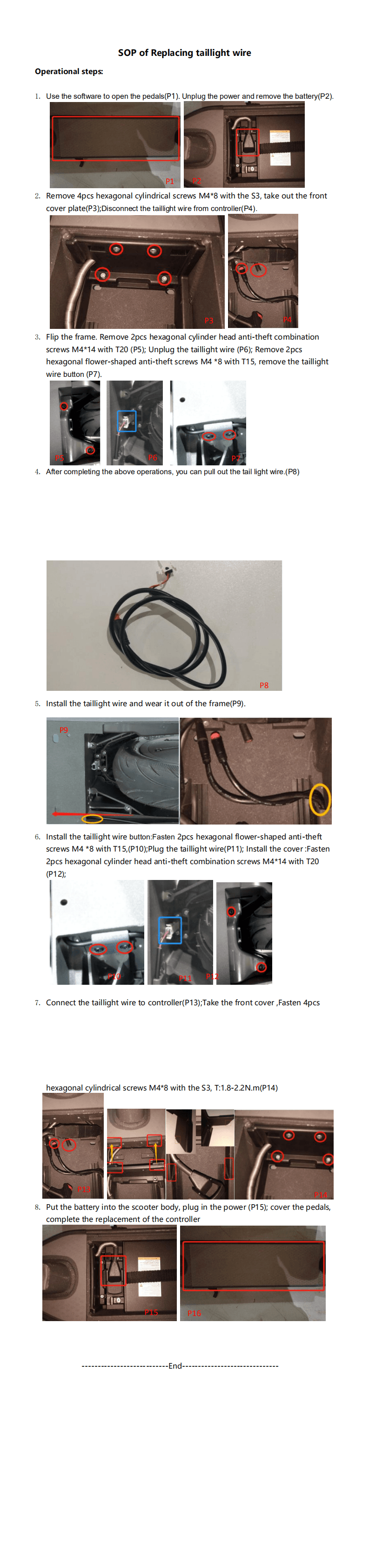 SOP - Replace Taillight Wire (MAX PRO) - Visual SOP