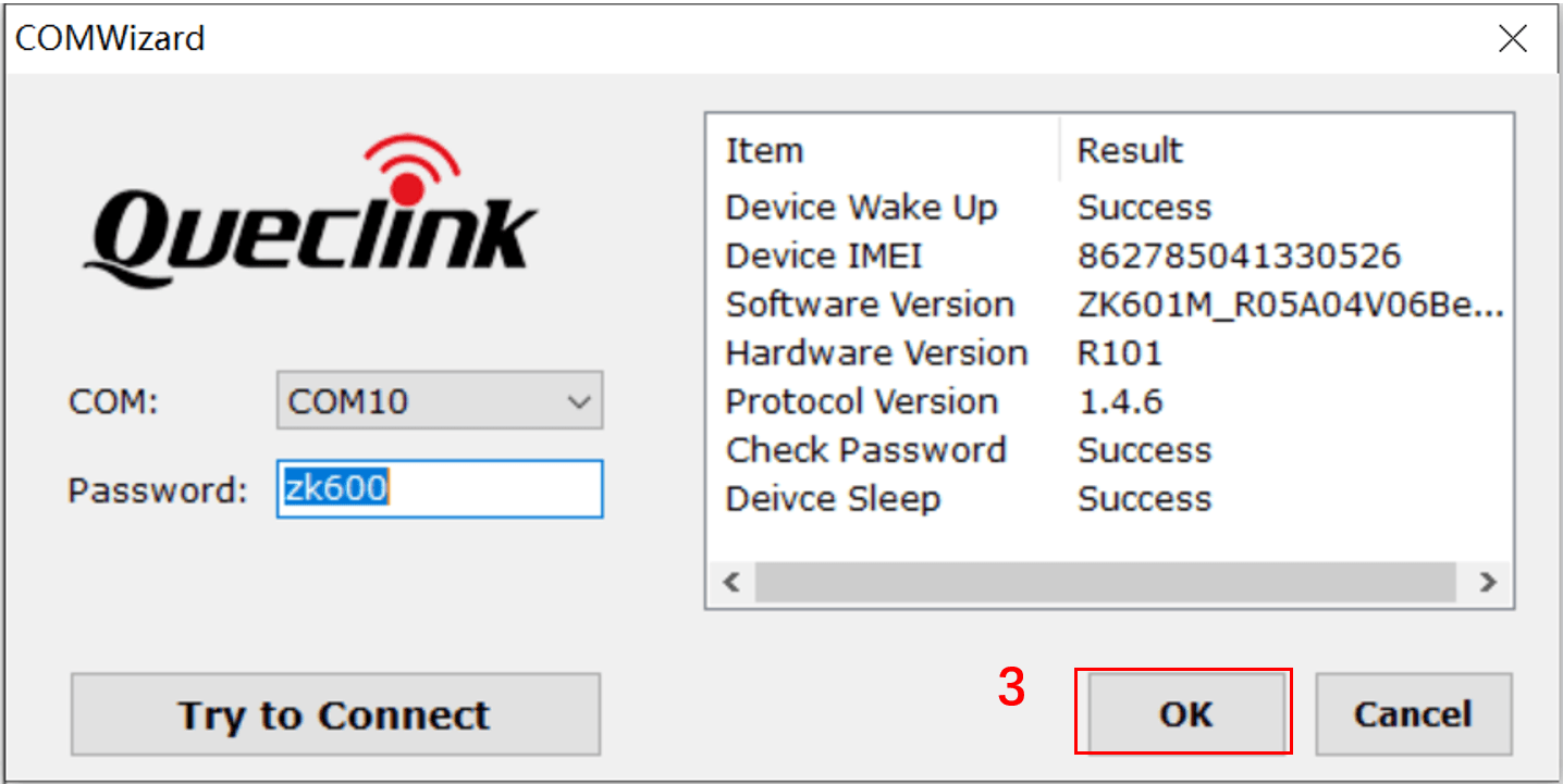 Successful connection confirmation