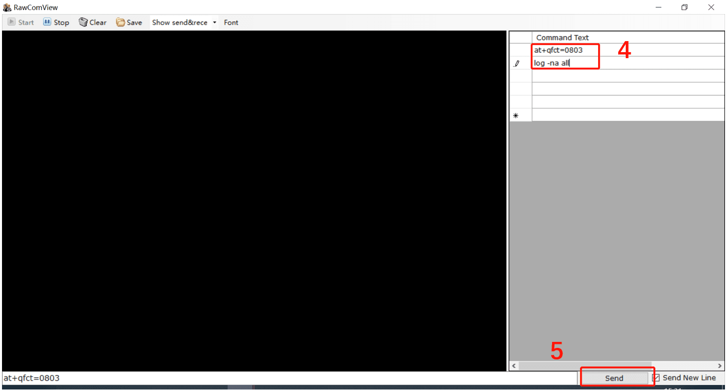 Log capture command window