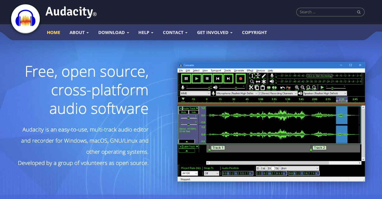 Audacity download page
